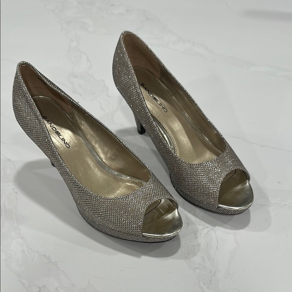 Bandolino Shoes - Bandolino Women's Silver Peep-Toe Heels Size 7.5